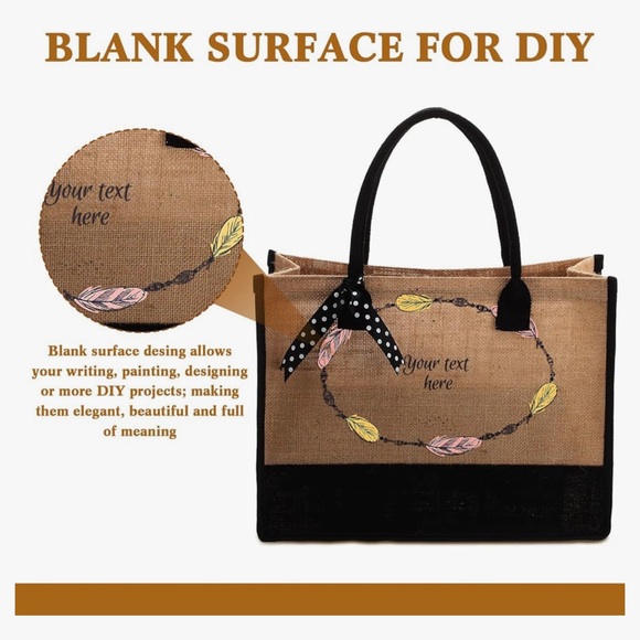 Burlap Tote Bag to Monogram with Name or Initials - Picture 1 of 5